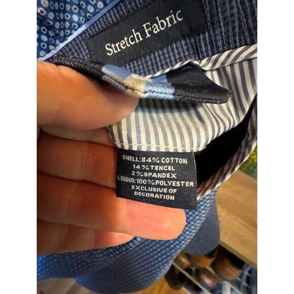 Tailorbyrd Mens Blazer Sport Coat Blue‎ Stripe Stretch Seersucker Elbow 38S - Picture 10 of 16
